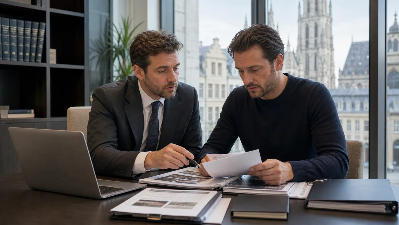 Belgian business owner and lawyer assembling evidence for a defamatory Google review in Antwerp
