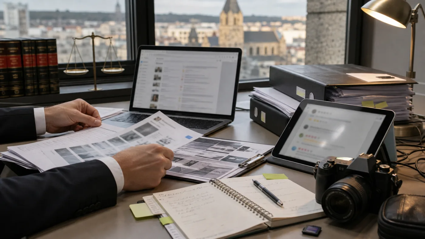 Belgian chain of custody workspace for suspicious online review evidence in Liege