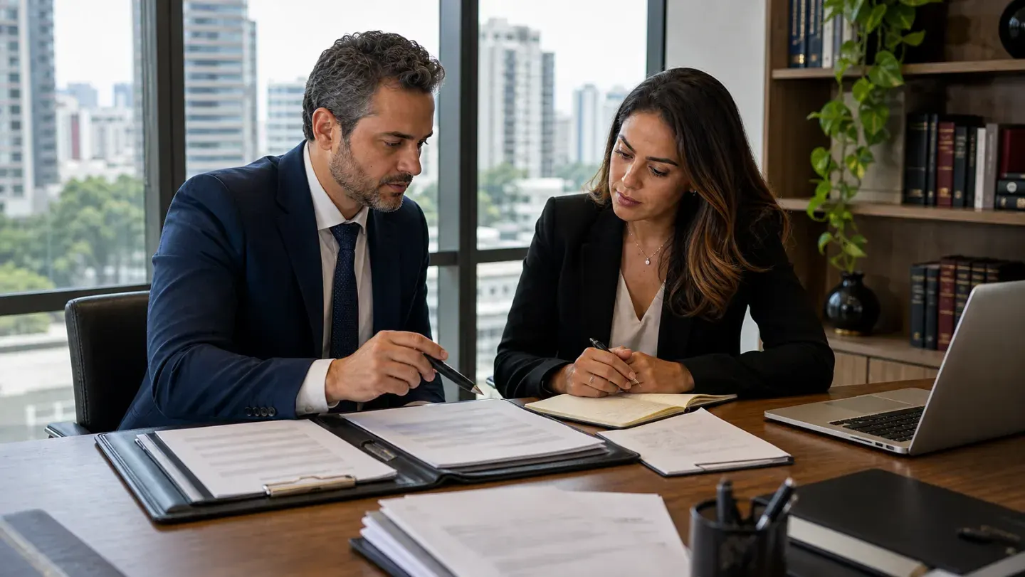 Advogada brasileira preparando notificação legal para avaliação Google