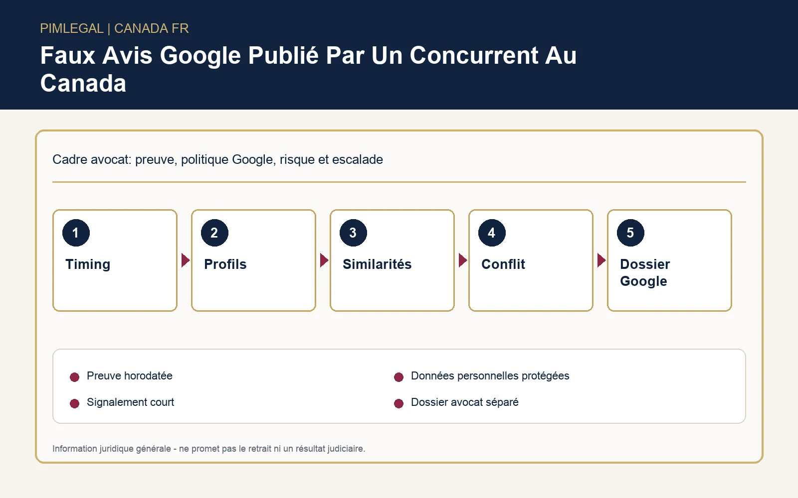 Infographie sur la preuve d’un faux avis Google concurrentiel au Canada
