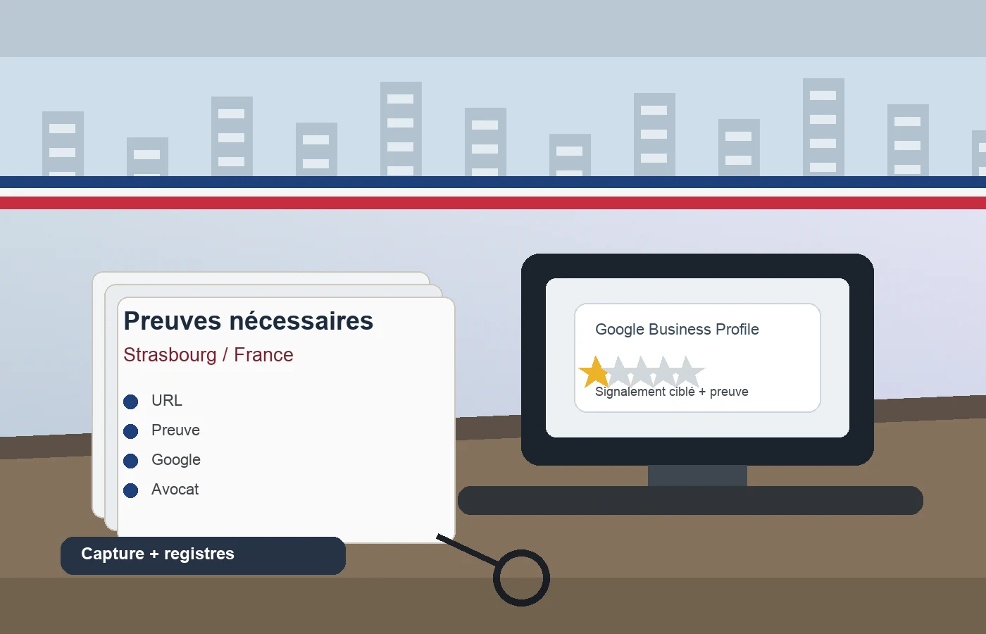 Entreprise française constituant une preuve pour supprimer un avis Google à Strasbourg