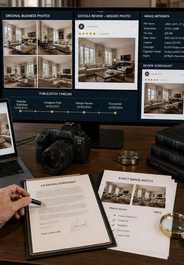 Examen Google utilisant des photos protégées par le droit d'auteur dans France