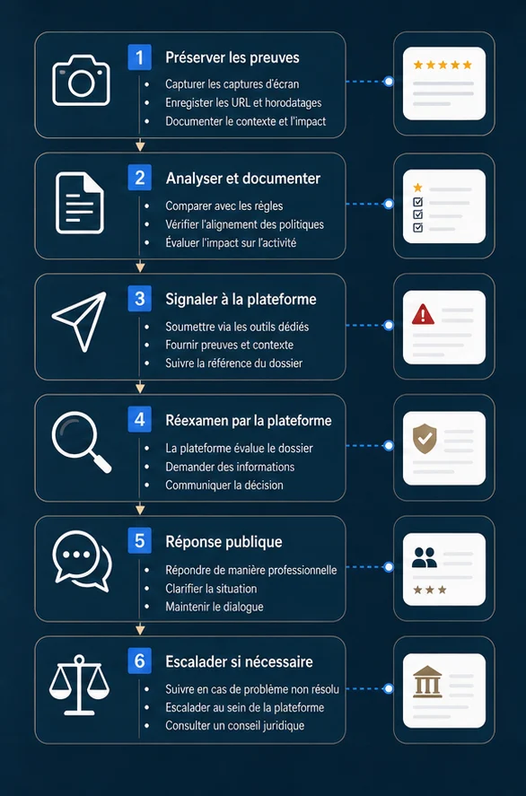 Avis Google accusant une entreprise de suppression d'avis dans France