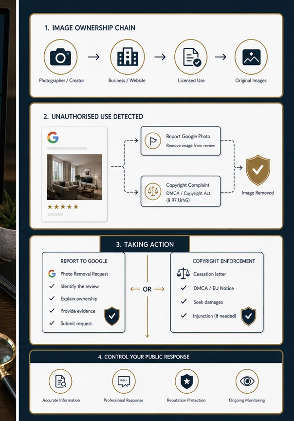 Google-Rezension mit urheberrechtlich geschützten Fotos in Deutschland