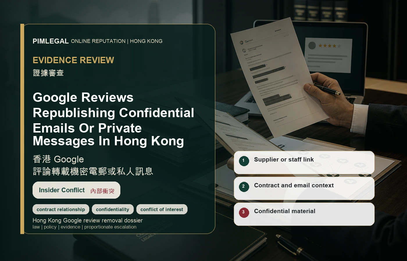 香港 Google 評論轉載機密電郵或私人訊息 evidence file in Hong Kong