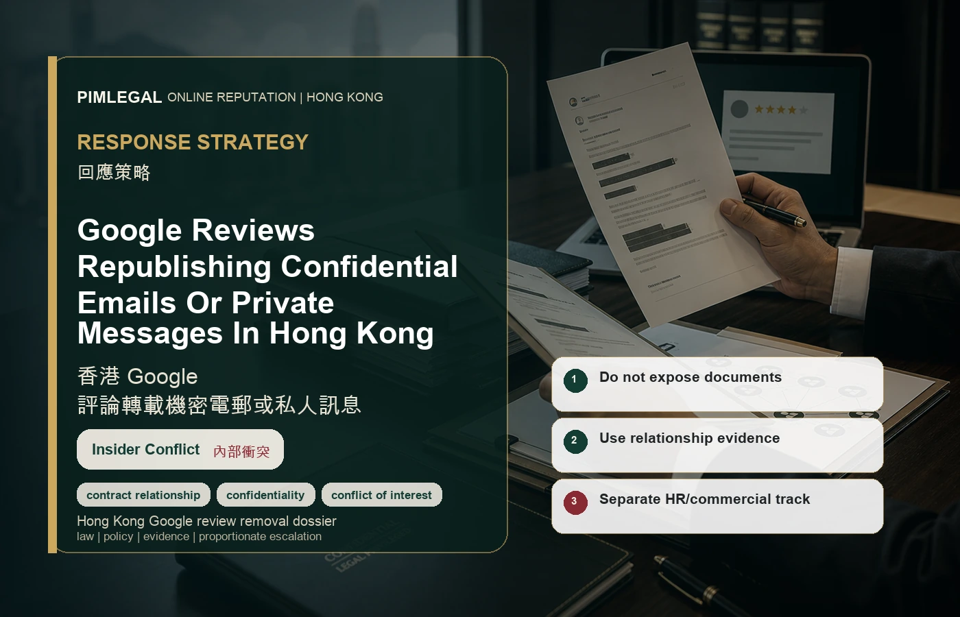 香港 Google 評論轉載機密電郵或私人訊息 response strategy in Hong Kong