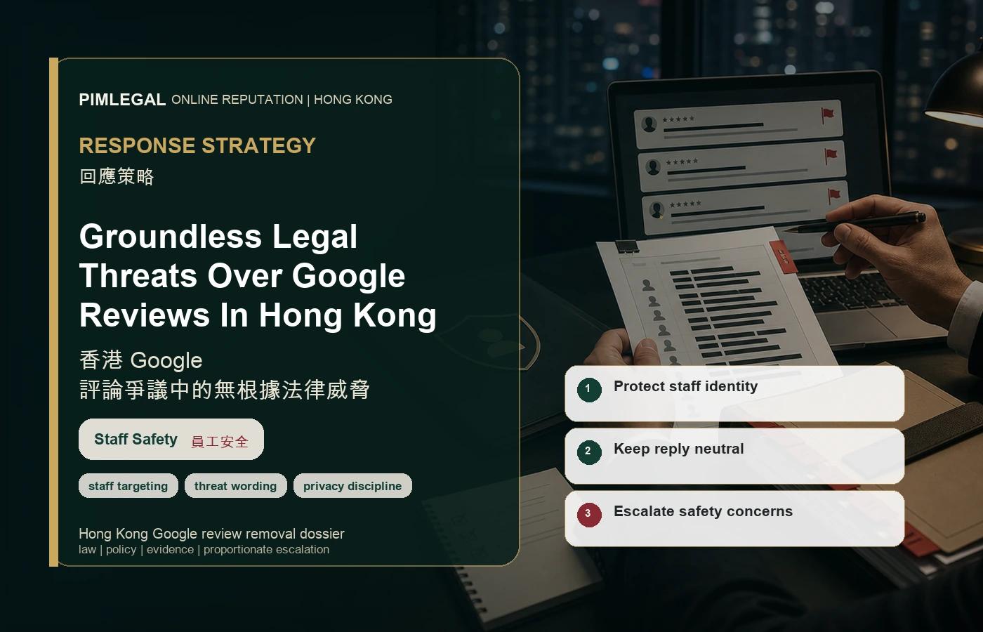 香港 Google 評論爭議中的無根據法律威脅 response strategy in Hong Kong
