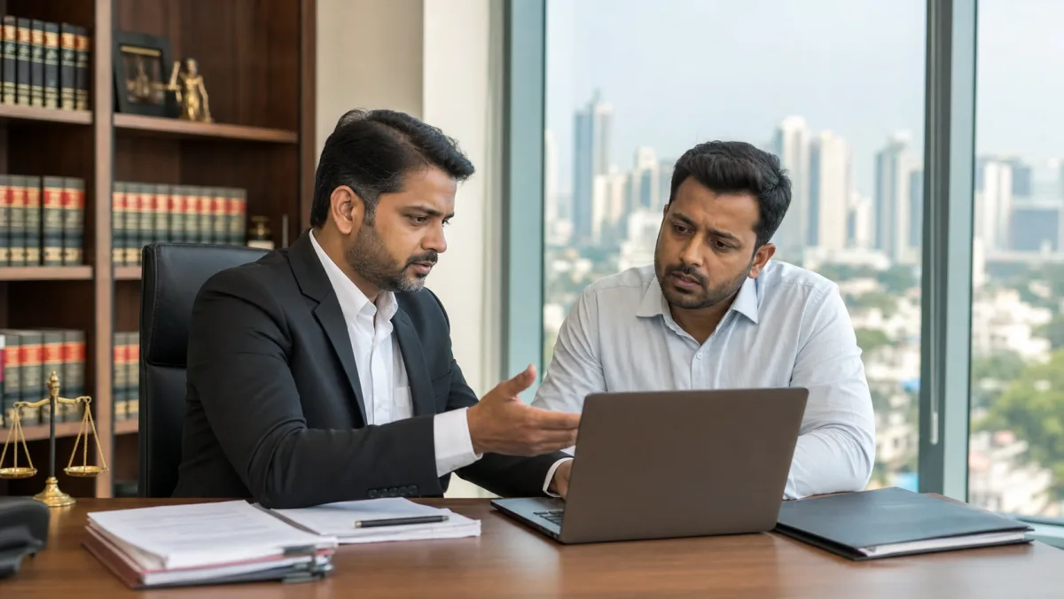 Indian lawyer and business owner reviewing a defamatory Google review in Mumbai