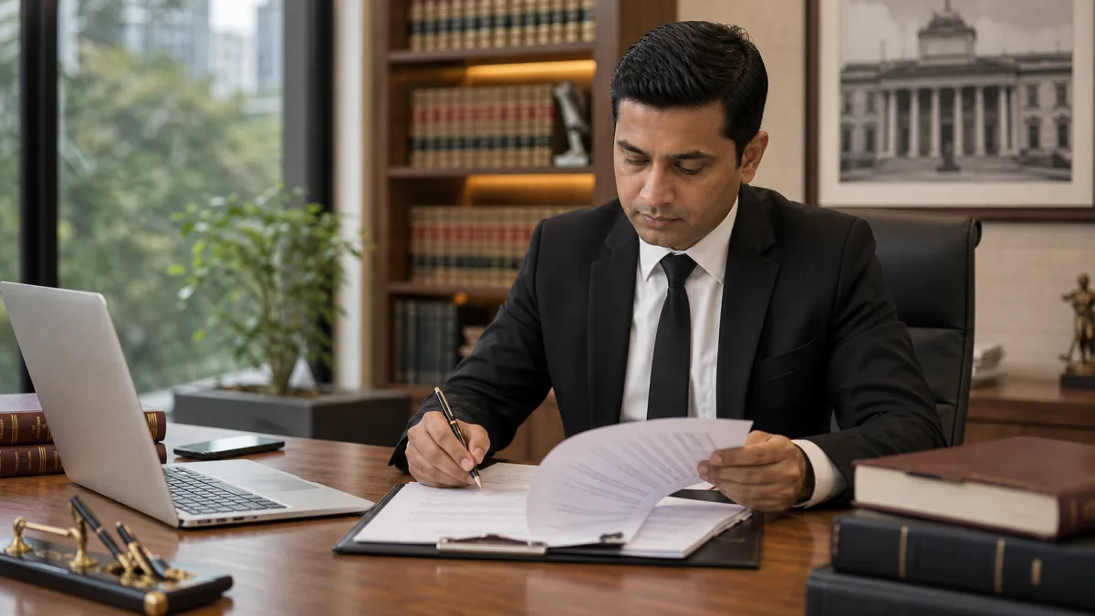 Indian lawyer drafting a legal notice for a Google review removal strategy