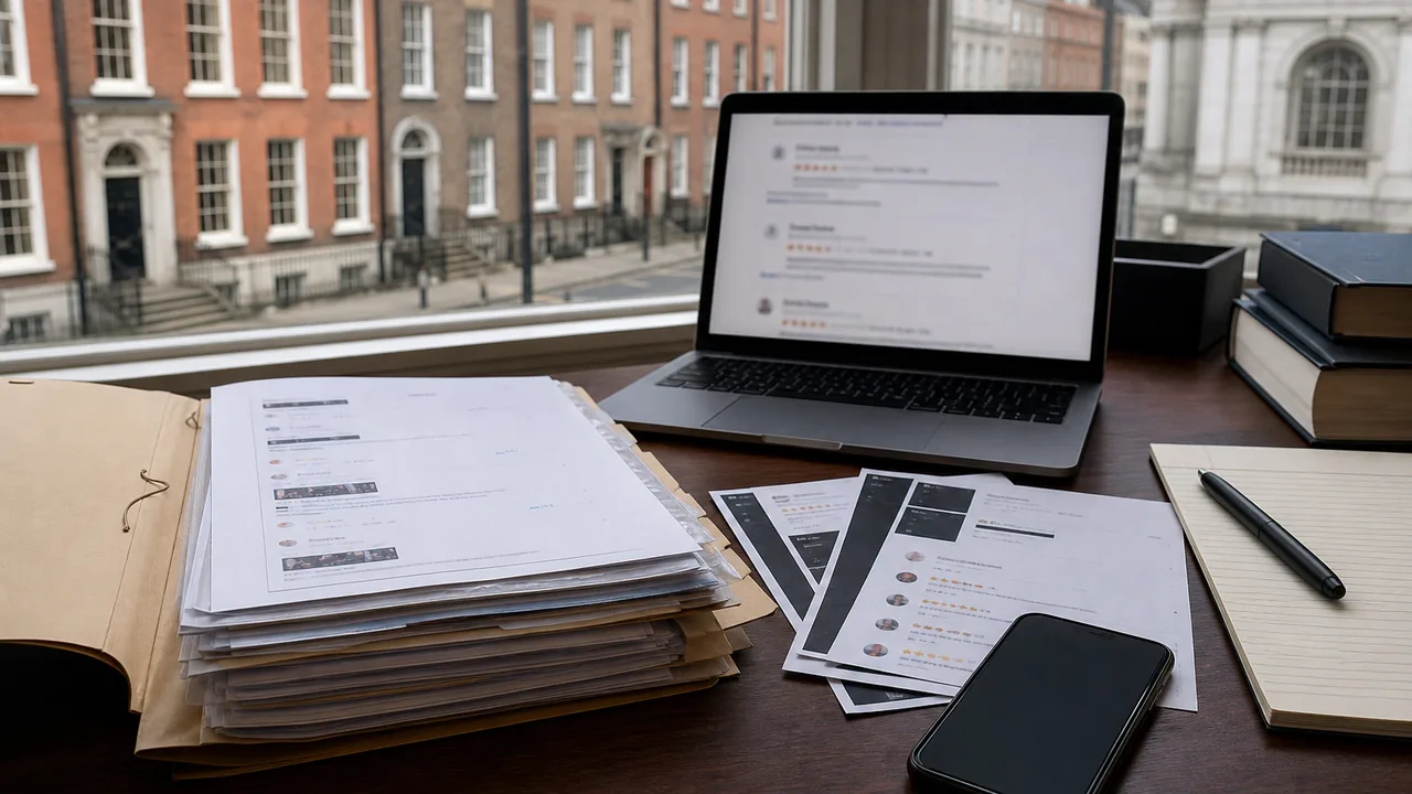 Digital evidence bundle for a defamatory Google review in Ireland