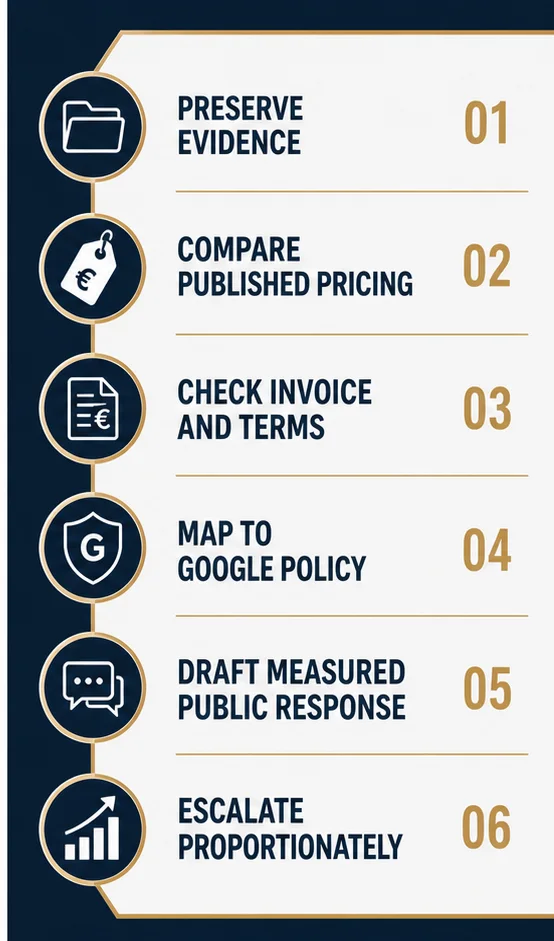 Google Reviews Alleging Hidden Fees Or Overcharging: Response And Removal Strategy In Ireland