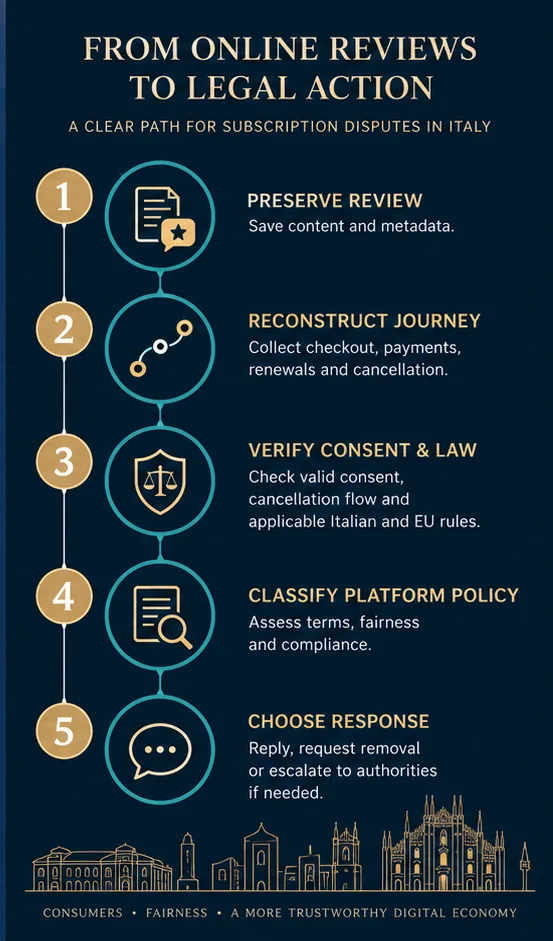 Google Review Alleging Automatic Renewal Or Impossible Cancellation In Italy: Evidence And Removal Strategy