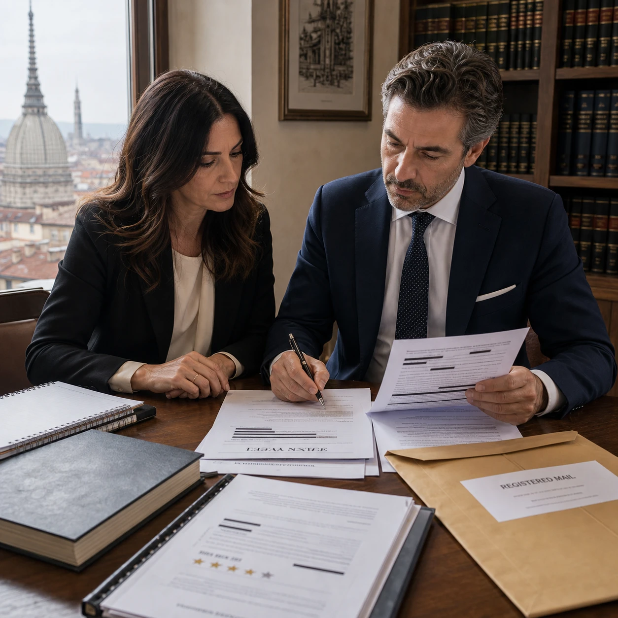Italian lawyer preparing a legal notice for a defamatory Google review
