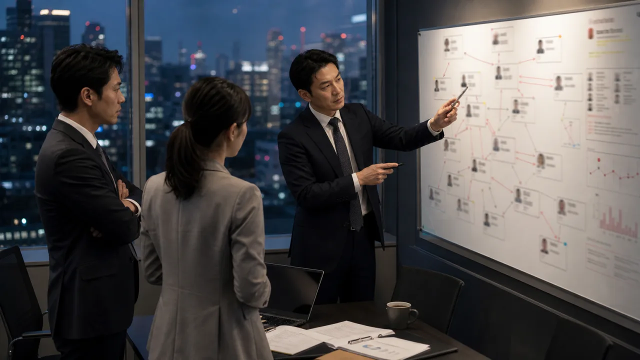 Japanese legal team analysing a coordinated Google review pattern in Tokyo