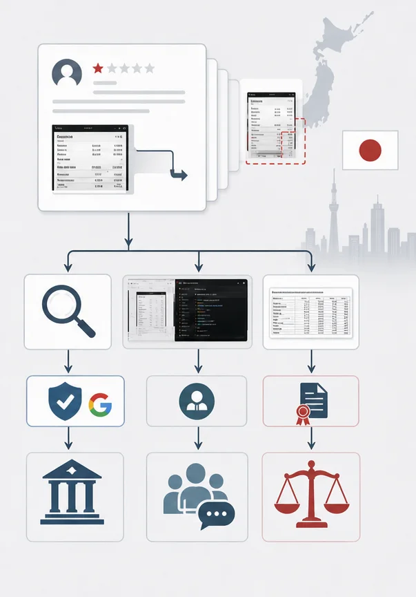 日本で偽造スクリーンショットや文書を使うGoogleレビュー