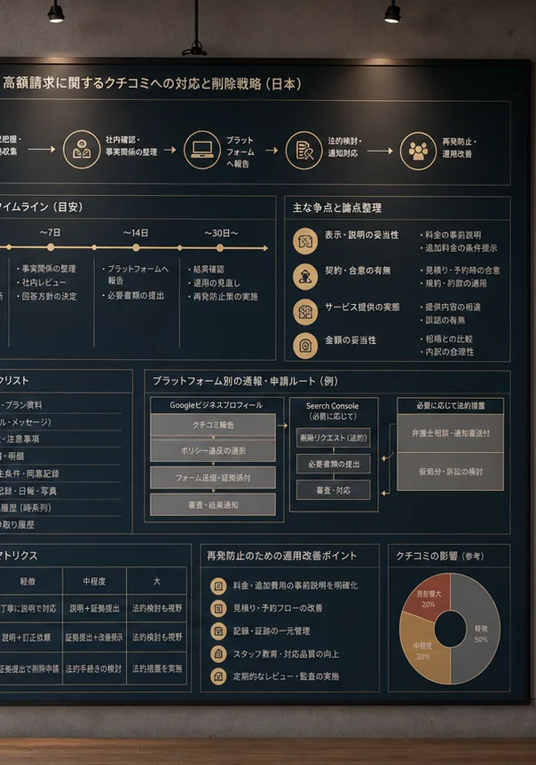 日本における隠れた料金や過大請求を主張するGoogleレビュー: 対応と削除戦略