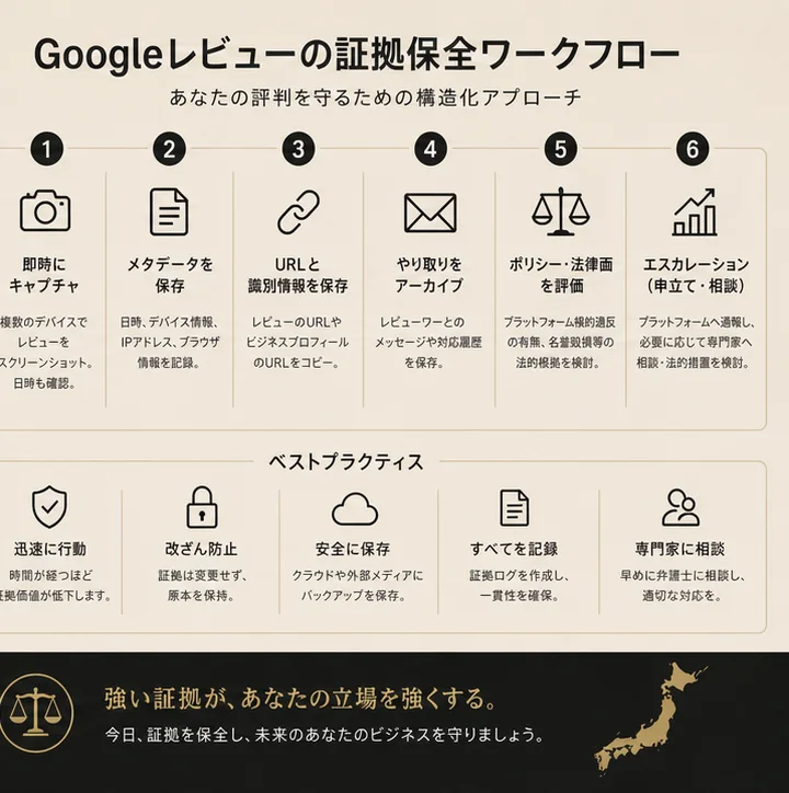日本におけるGoogleレビュー証拠保全: 実務的なChain-Of-Custodyガイド