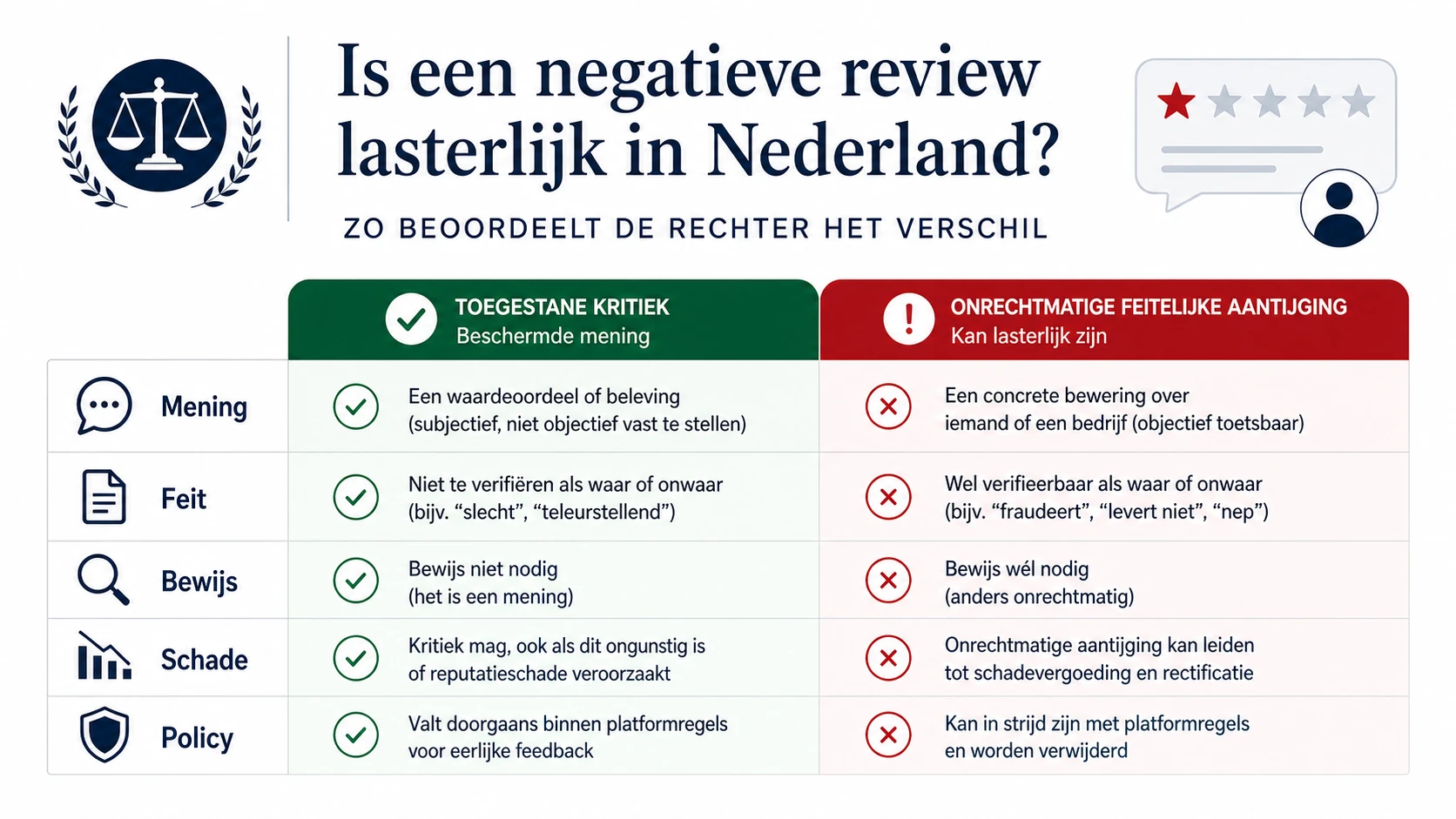 Infographic over negatieve Google reviews en laster in Nederland