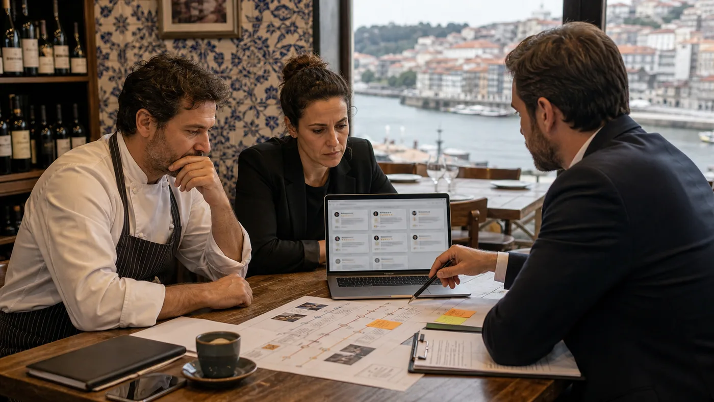 Porto hotel team checking reservation records against a suspicious Google review