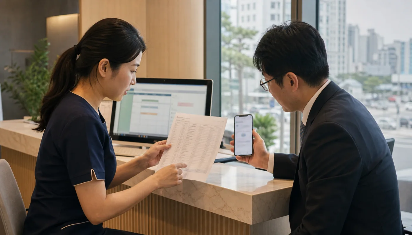 South Korean business checking records for a suspected fake Google review