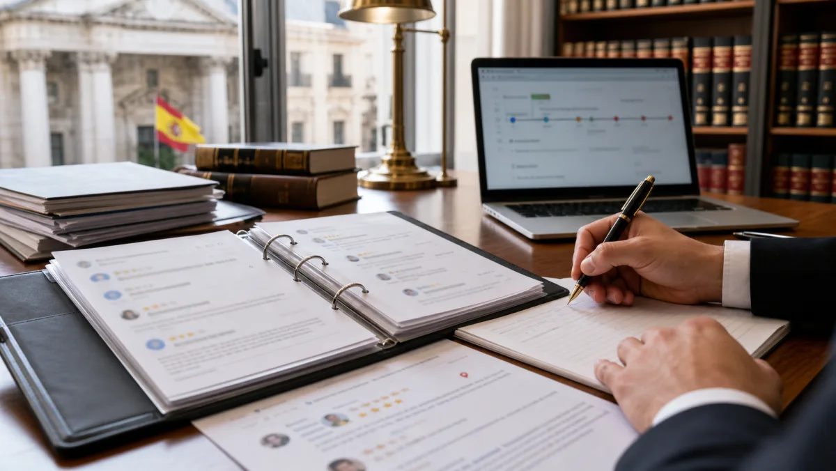Spanish legal evidence file for a defamatory Google review