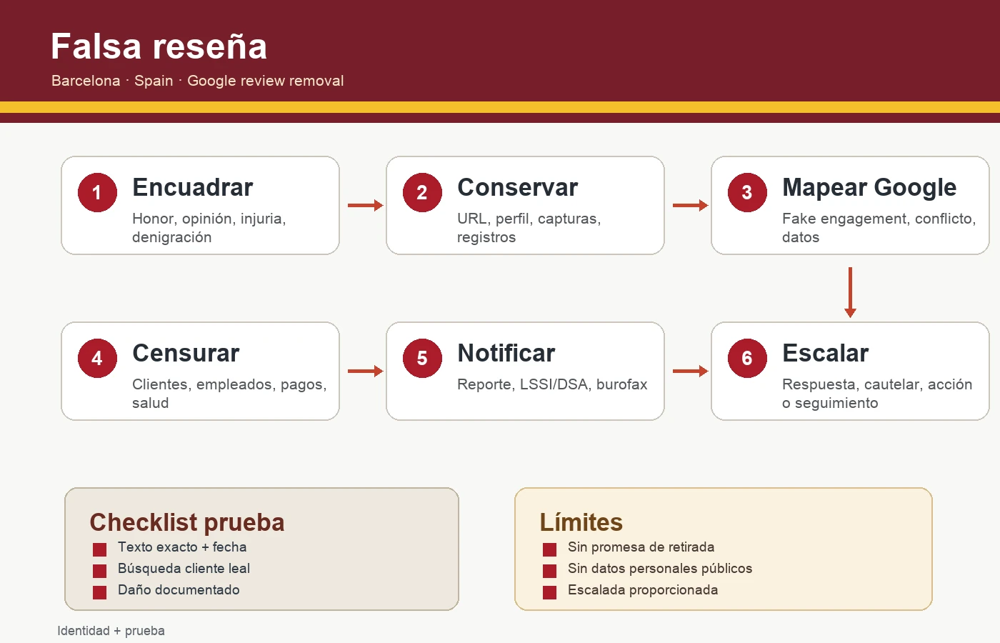 Árbol de decisión para demandar por falsa reseña Google en España