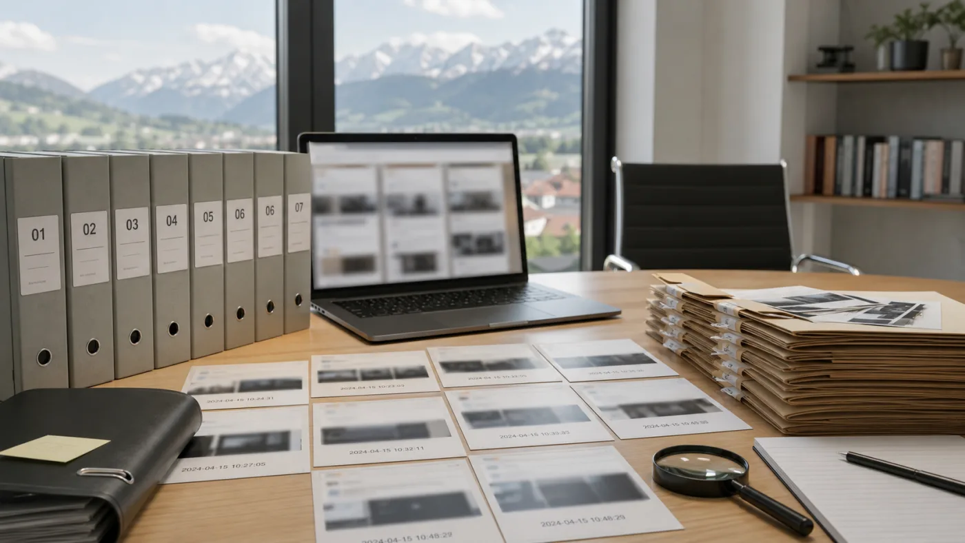 Swiss digital evidence desk preserving Google review screenshots and records