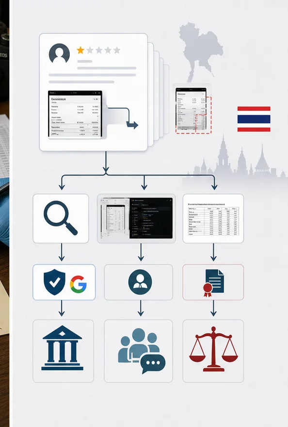 รีวิว Google ที่ใช้ภาพหน้าจอหรือเอกสารปลอมในประเทศไทย