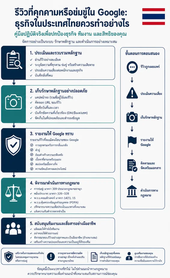 รีวิว Google ที่คุกคามหรือรบกวนพนักงาน: กลยุทธ์การลบเชิงปฏิบัติใน ประเทศไทย