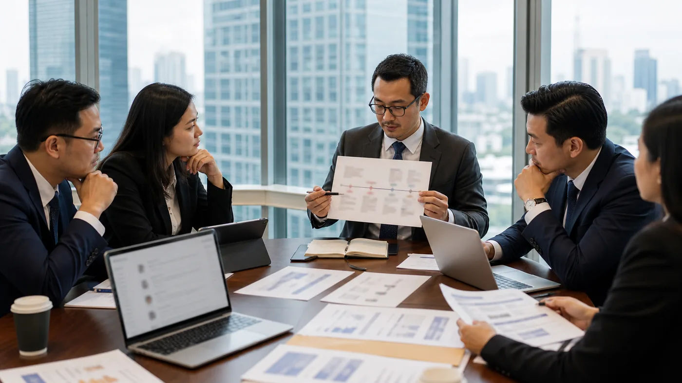 UAE business team and lawyer analysing a coordinated Google review campaign