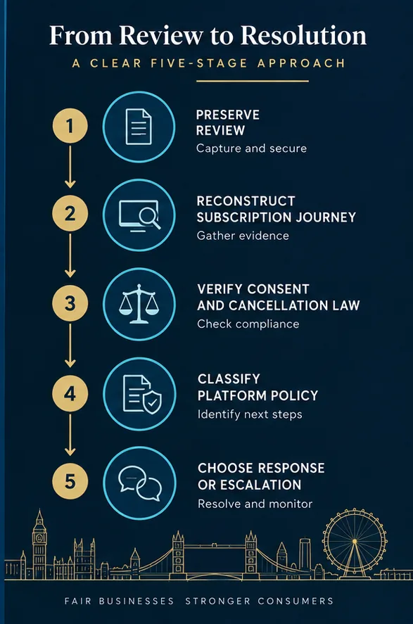 Google Review Alleging Automatic Renewal Or Impossible Cancellation In United Kingdom: Evidence And Removal Strategy
