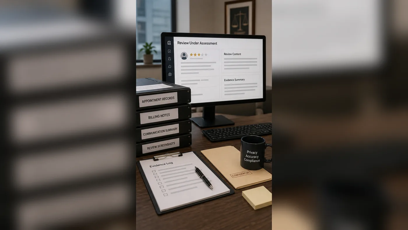 Medical clinic privacy file and Google review screenshots in the United States