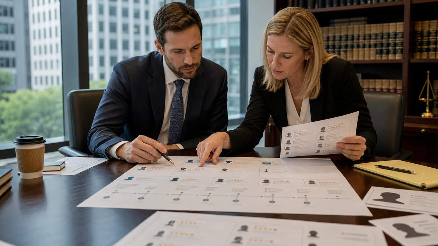 U.S. business team mapping suspicious competitor-linked Google review patterns