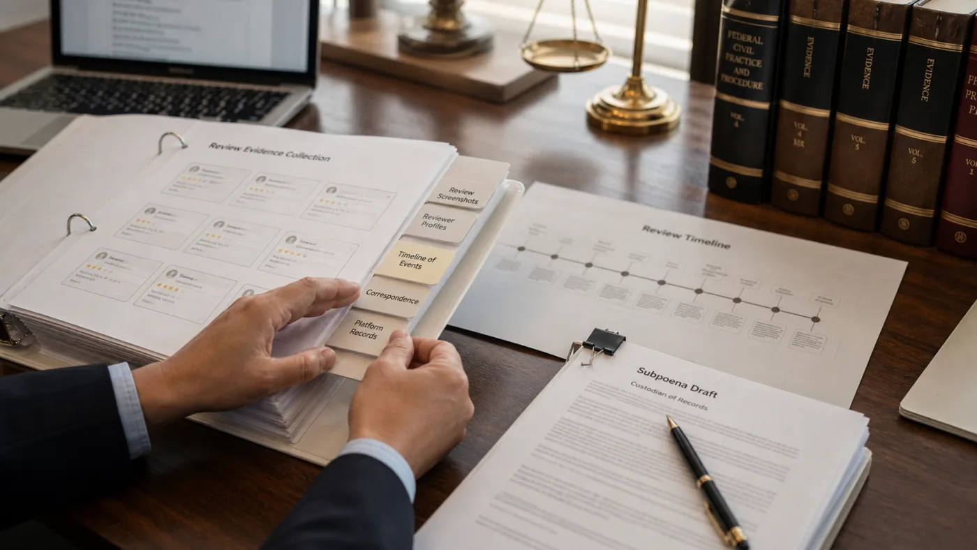 Subpoena readiness file for fake Google review litigation in the United States