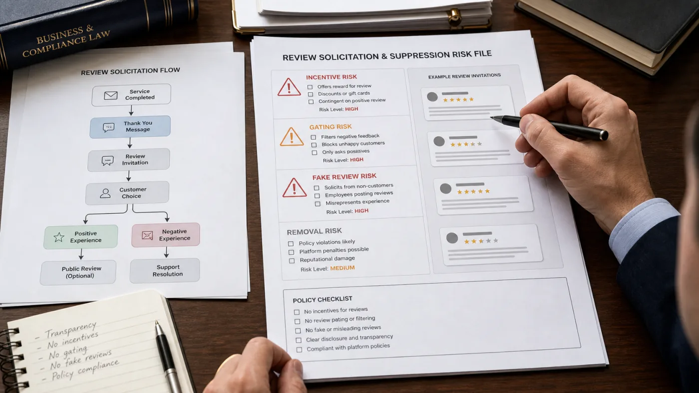 Review solicitation and suppression risk file for a U.S. business
