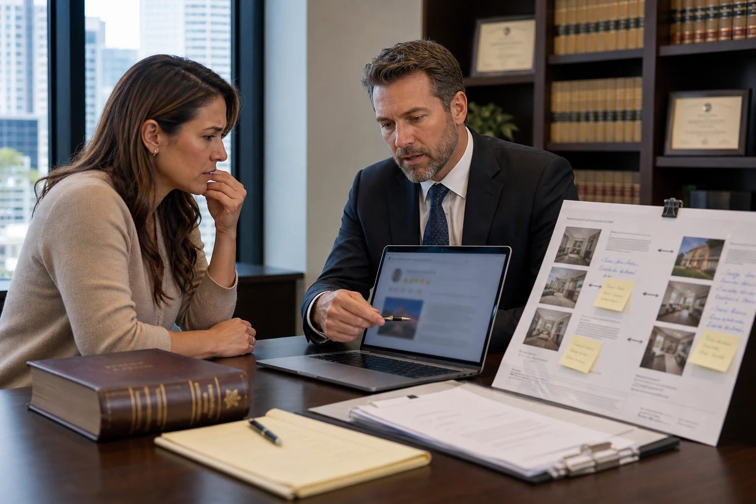 U.S. business owner and attorney reviewing a Google review that reuses copyrighted marketing photos
