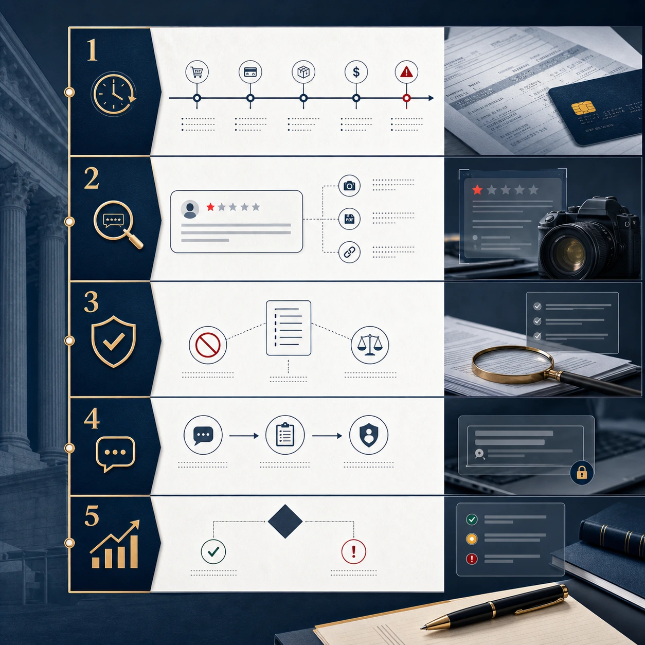 Technical infographic for handling a Google review after a refund demand or chargeback in the USA