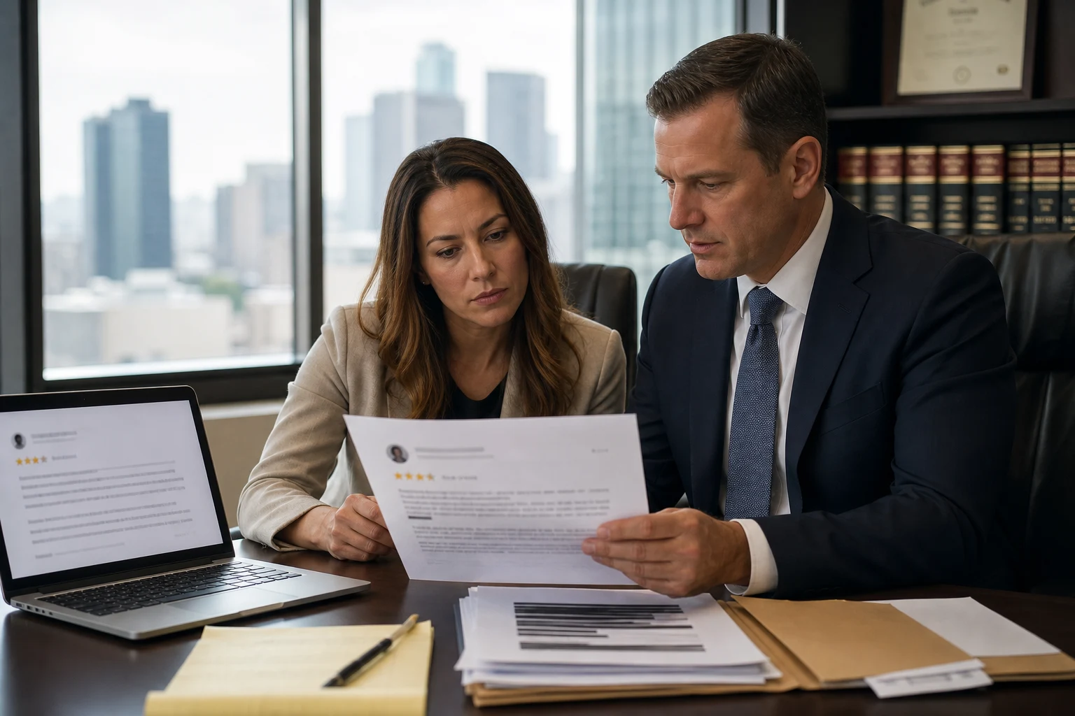 U.S. business owner and lawyer reviewing a Google review that posts personal information