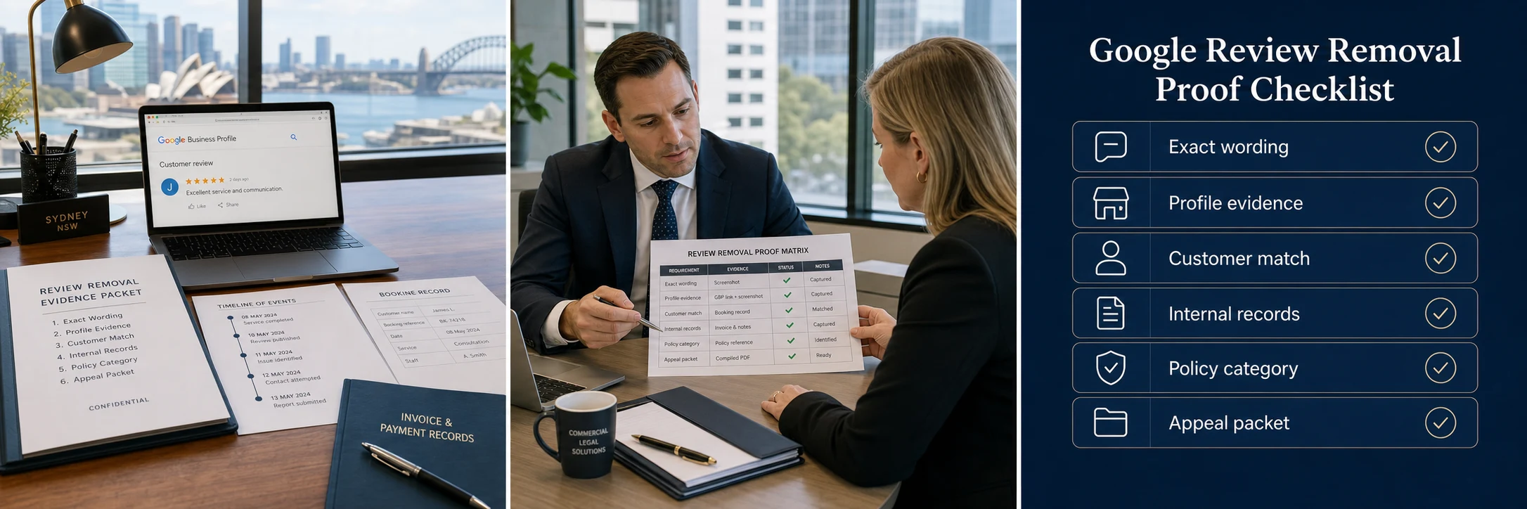 U.S. business owner and attorney reviewing a negative Google review with a refund-for-deletion demand