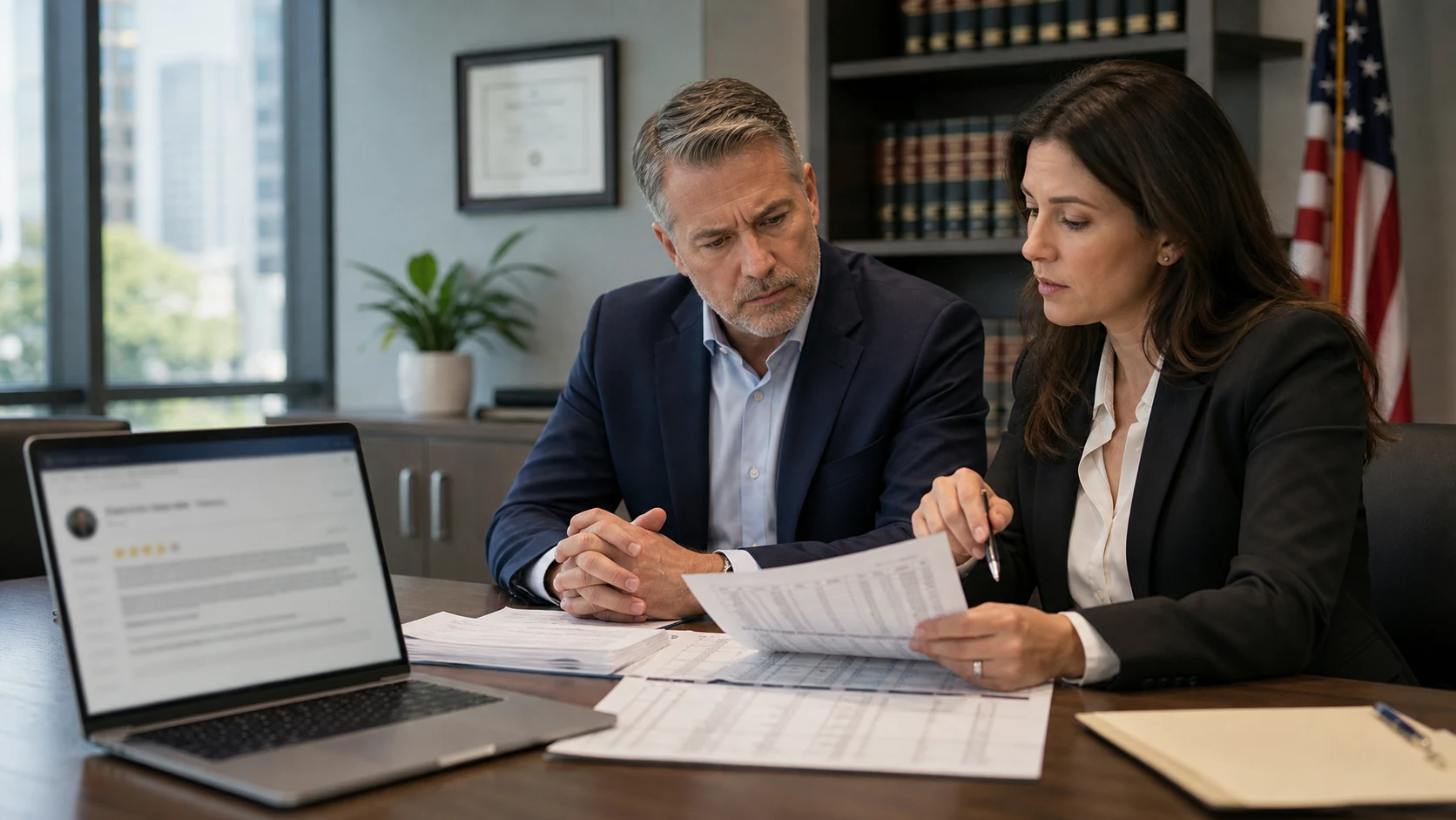 U.S. lawyer and business owner reviewing a Google review accusing the business of wage theft