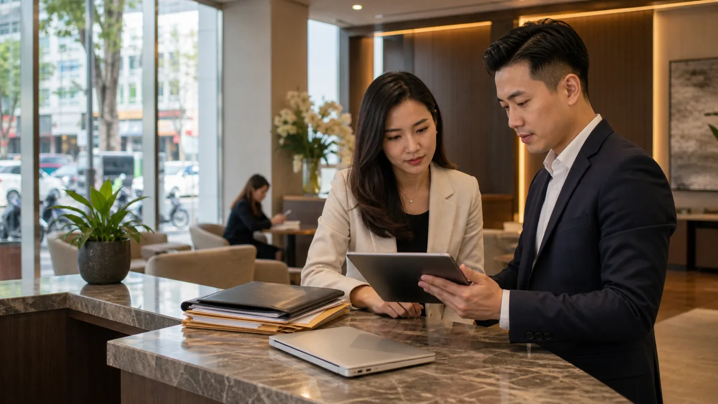 Saigon business reception documenting a harmful online review